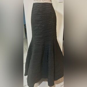 KM Collection by Milla Bell Black Textured Maxi Mermaid Ruched Style Size 6